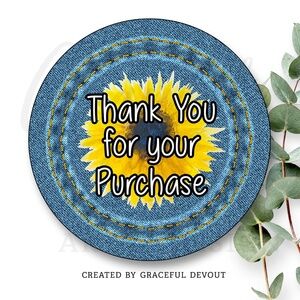 Thank You For Your Purchase - 2" (inches) Round Sticker (48ct.)